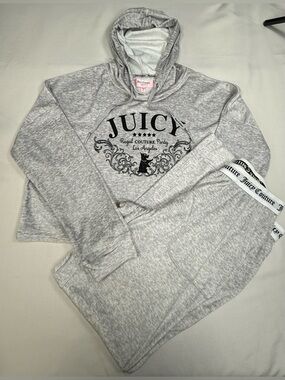 Juicy Couture Light Gray Logo Hoodie & Jogger Set